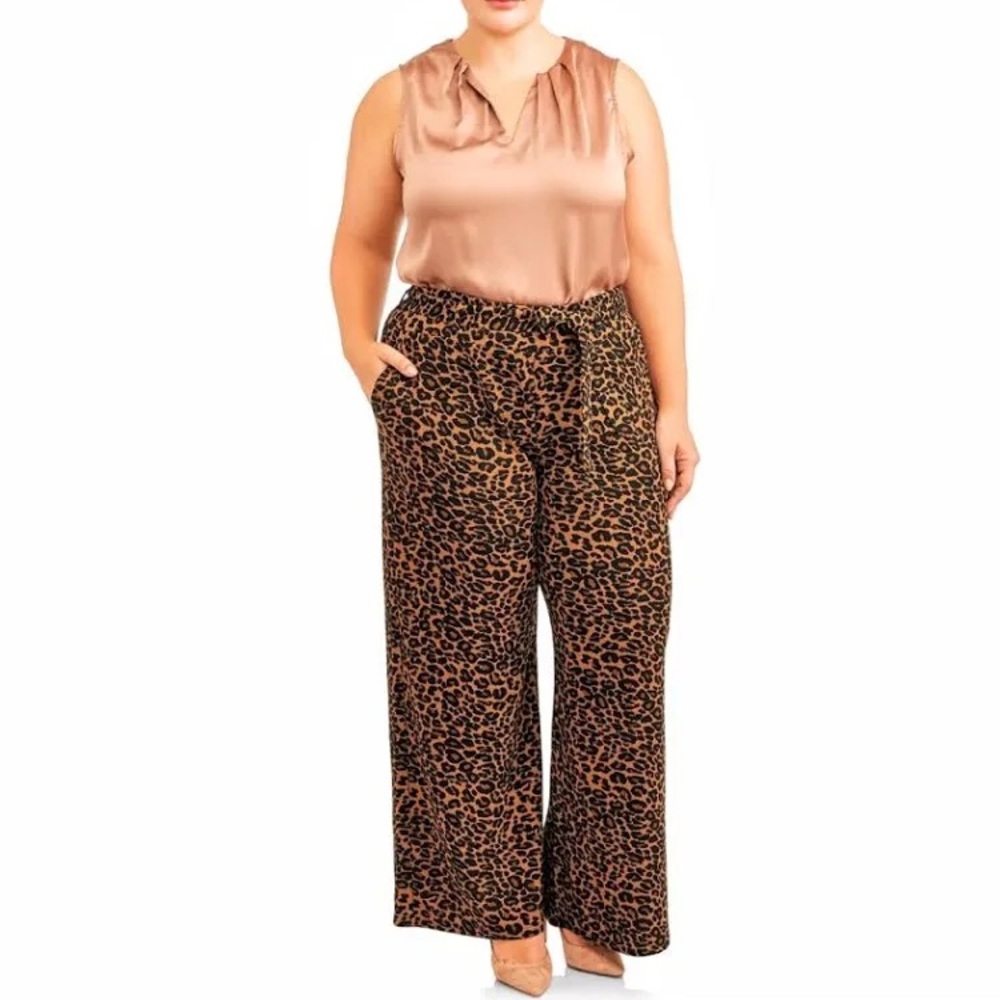 Terra & Sky Wide Leg Leopard Print Pant